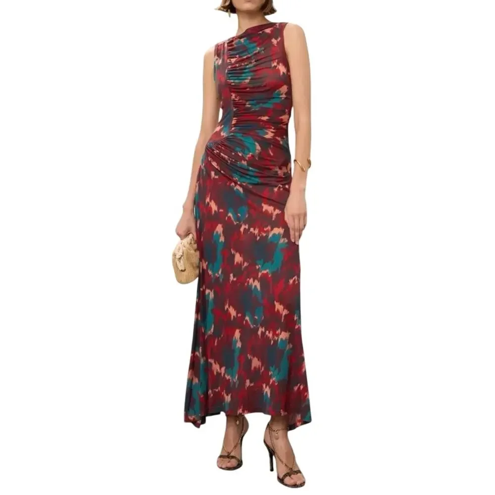 Ulla Johnson Livia multicolor ruched maxi Dress Medium - Picture 1 of 8